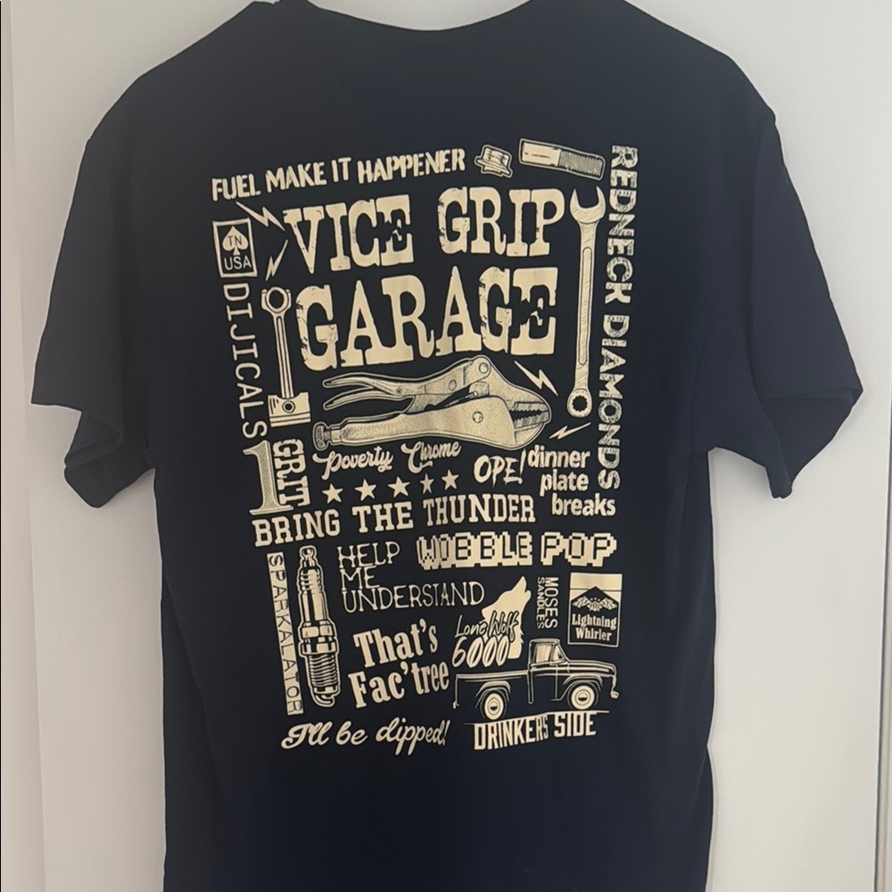Black Graphic T-Shirt with Cream Print